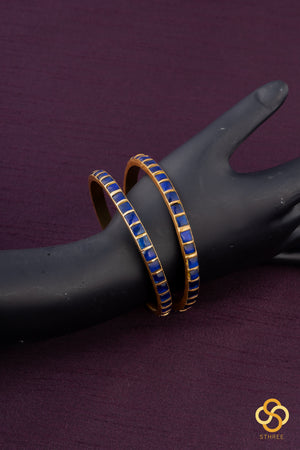 Sapphire Blue square bangles - Set of 2