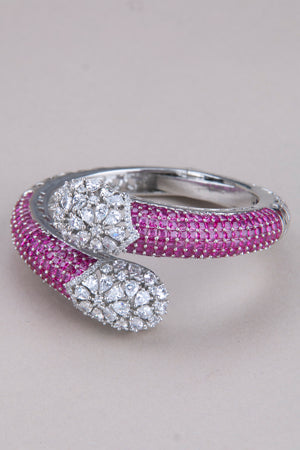Kada - Rhodium polish - Ruby red and Silver