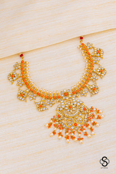 Coral and Moissonaite Neckpiece
