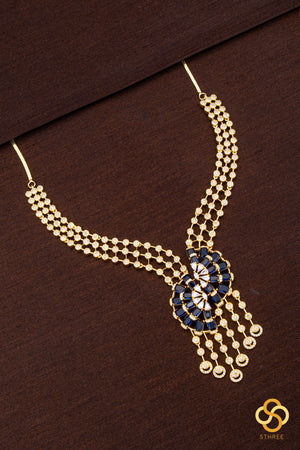 Diamond Pattern Necklace - Sapphire Blue Pendant