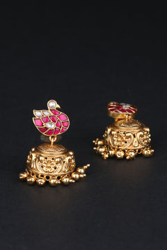 Annam Jhumkas - Red and White