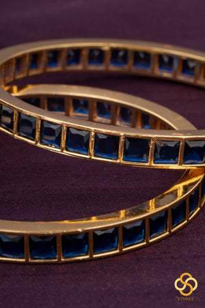 Sapphire blue - Square stone bangles