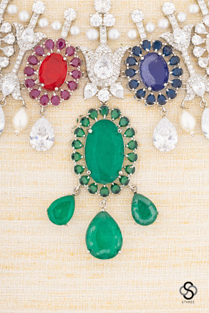 Zircon Choker - Navarathna - Rhodium finish