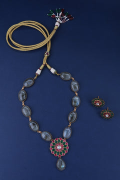 Natural Cabochons with Jadau Kundan Pendant