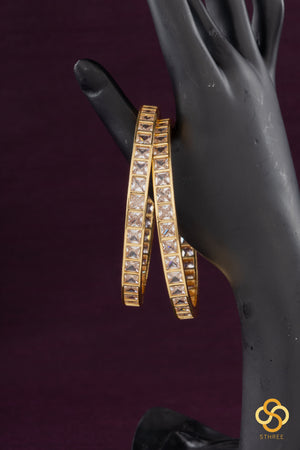 White colour - Square stone bangles