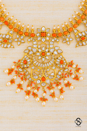 Coral and Moissonaite Neckpiece