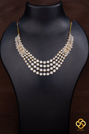 Diamond Pattern Necklace Set - Four liner