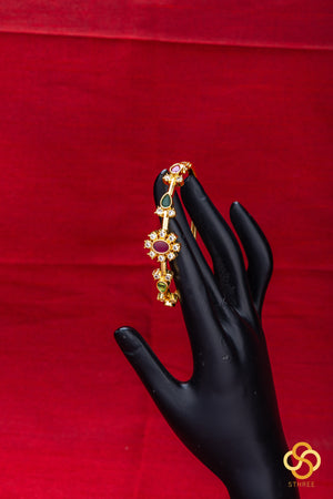 Openable Kada - Ruby pink with Emerald green (single kada)