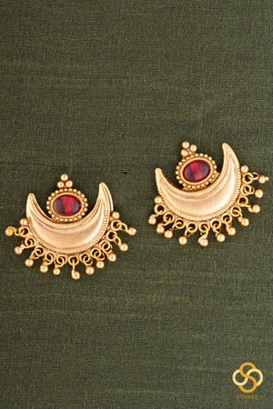 Chandbali gold matt necklace - Red