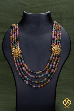 Four Liner - Multi Colour Beads with Gandaberunda Mogappu