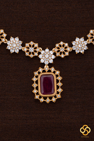 Solitaire necklace - Ruby red pendent