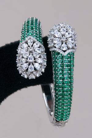 Kada - Rhodium polish - Green and Silver