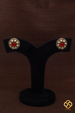 Pearl Choker in Jadau kundan pendant - ruby red