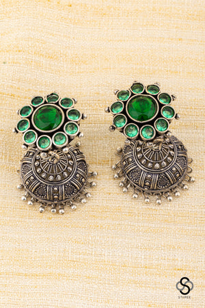 Jhumkas - Emerald green
