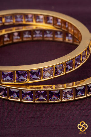 Amethyst colour - Square stone bangles