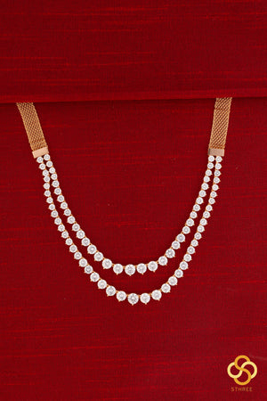 Solitaire Necklace Two Layer - Rose Gold Finish