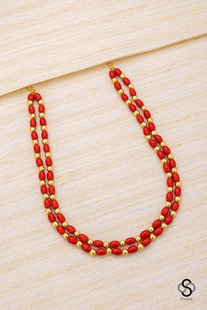 Two liner coral with gold ball set