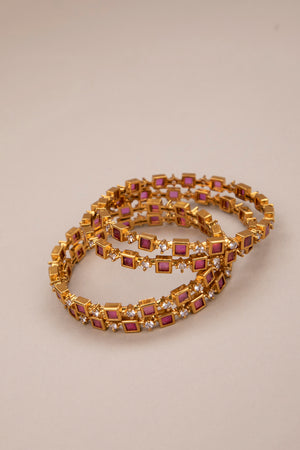 Kemp red and white square bangles - Set of 4 bangles