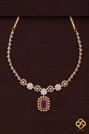 Solitaire necklace - Ruby red pendent