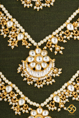 Teen lada - Kundan and pearls - White