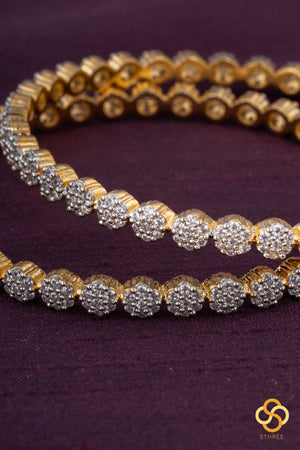 7 stone diamond pattern - Set of 2 - Gold finish