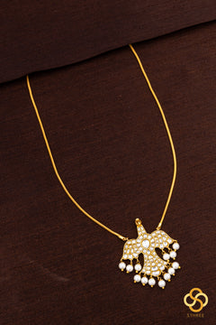 Gandaberunda Neckpiece with Pearls - All White