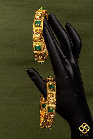 Mayil with green kemp Kada - Openable kada