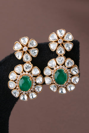 Designer Necklace - Moissanite and Sea Green Neckpiece Set