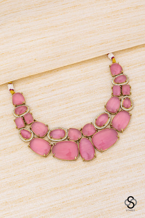 Pink colour stone neckace