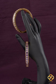 Amethyst Colour - Square Stone Bangles