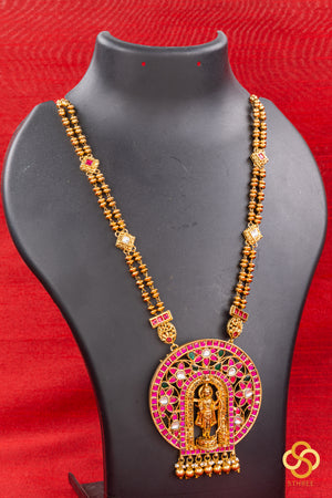 Ayodhya Rama, Jadau kundan Pendant Neckpiece - Red
