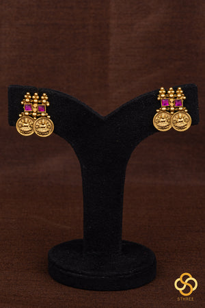 Lakshmi Kasumalai Set with Ruby Red Square Stones