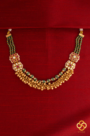 Gold balls with kundan mogappu - Jhumka earring
