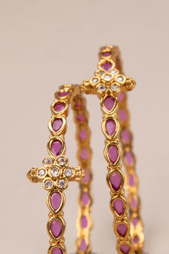Slim Kada with a Diamond Pattern Mogappu - Kemp Red