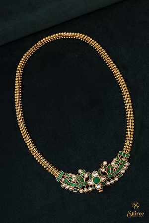 Antique peacock choker - Emerald green