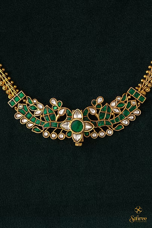 Antique peacock choker - Emerald green