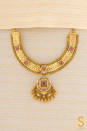 Braid Hasli - Nakas Work with Kemp Kundan Set