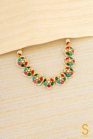 Jadau Kundan Choker - Multi Colour