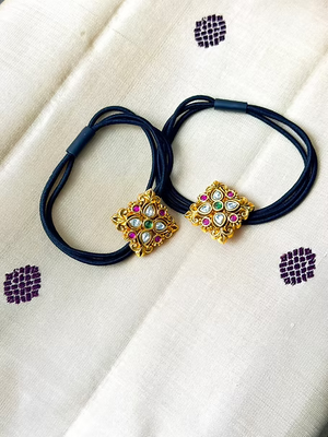 Jadau Kundan Hairband - Diamond Pattern - Set of 2