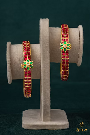 Kundan Kada with Mogappu - Ruby Red