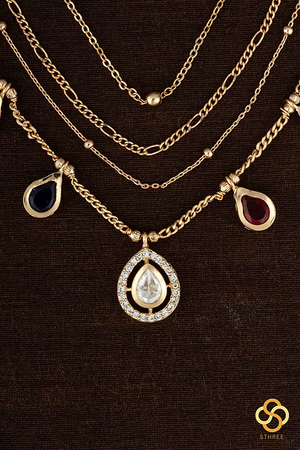 Layered Kundan necklace - Multi-colour