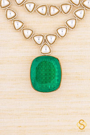 Moissanite and Emerald Green Pendant