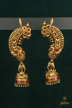 Peacock Earcuff Jhumkas
