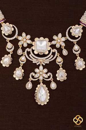 Pearls with Kundan Hasli set