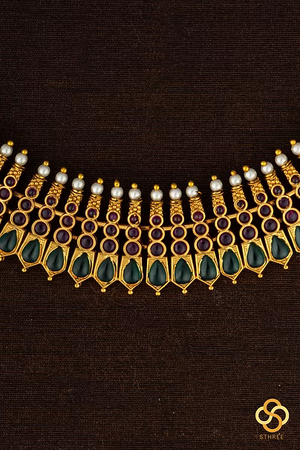 Ruby red and Emerald green Choker