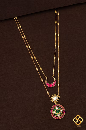 Two Layered Kundan necklace - Ruby red