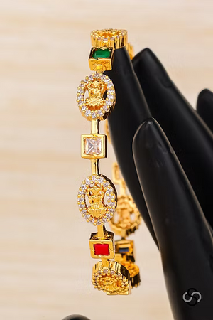 Lakshmi bangles with zircons and navarathna - Set of 2