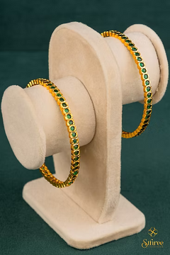 Mini Emerald Green Stone Bangles in Aympon