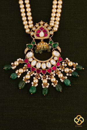 Two-Liner Pearls with a Chandbali Pendant