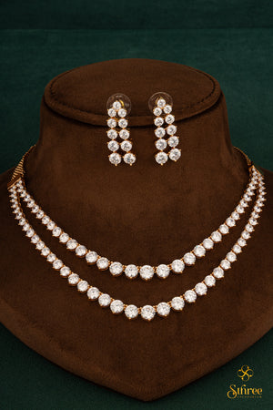 Solitaire Necklace Two Layer - Rose Gold Finish